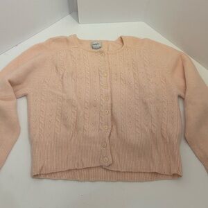 Vintage Jacqueline Ferrar Light Pink Angora Wool Button-Up Cardigan